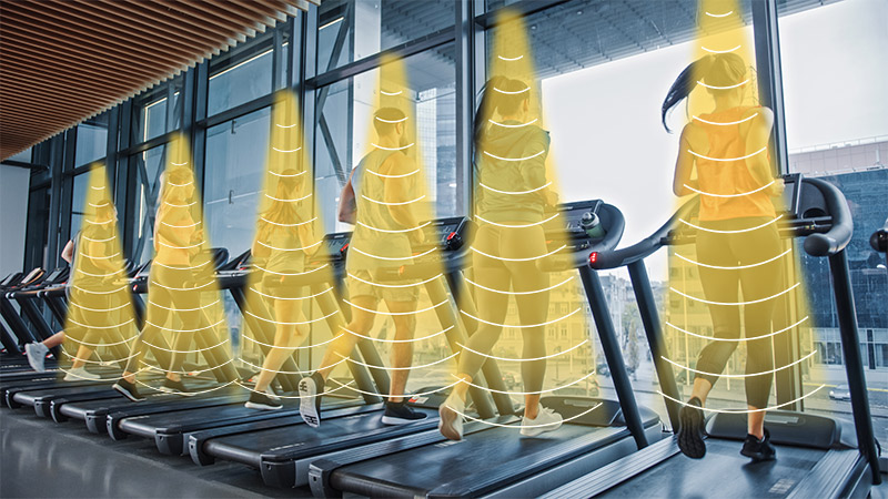 健身房跑步機定向音響發聲示意圖