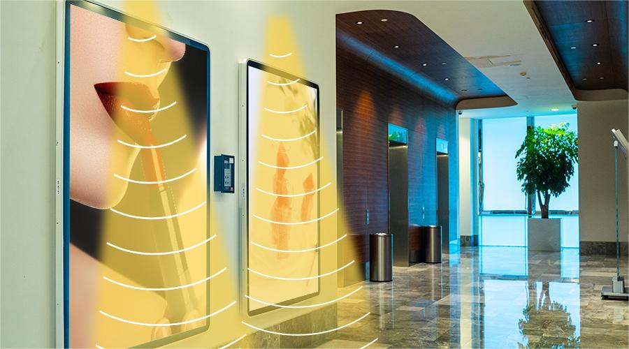 數(shù)字廣告標(biāo)牌定向音響,定向發(fā)聲示意圖